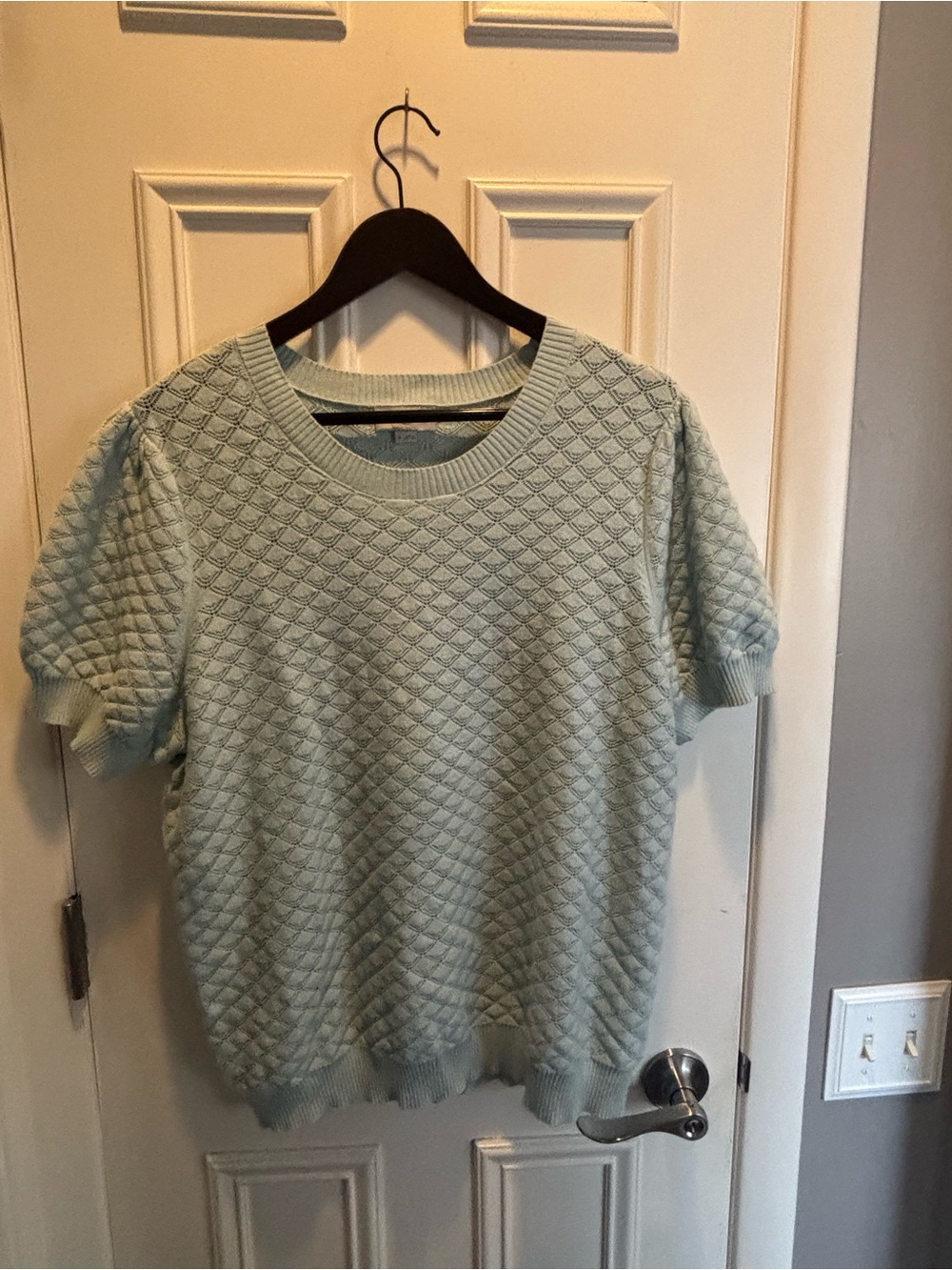 LOFT Quilted Short-Sleeve Crew in Mint Green
